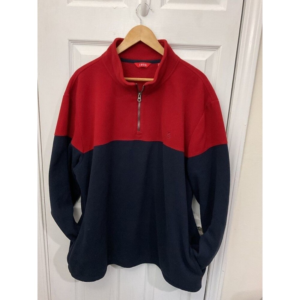 IZOD Men's Red and Navy Pullover Sweater 2xl